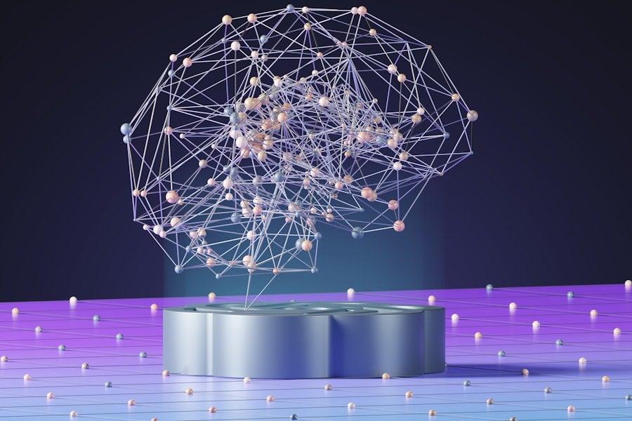 Abstract network of connected lines and nodes